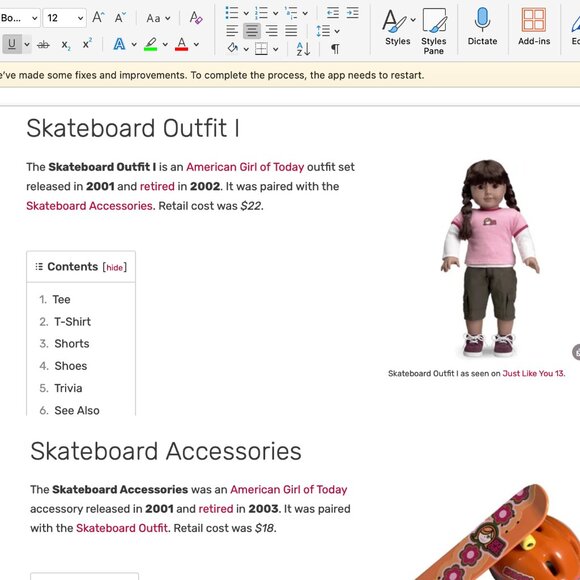 RETIRED American Girl Doll Skateboard Outfit I (2001) - like new! - Picture 2 of 2